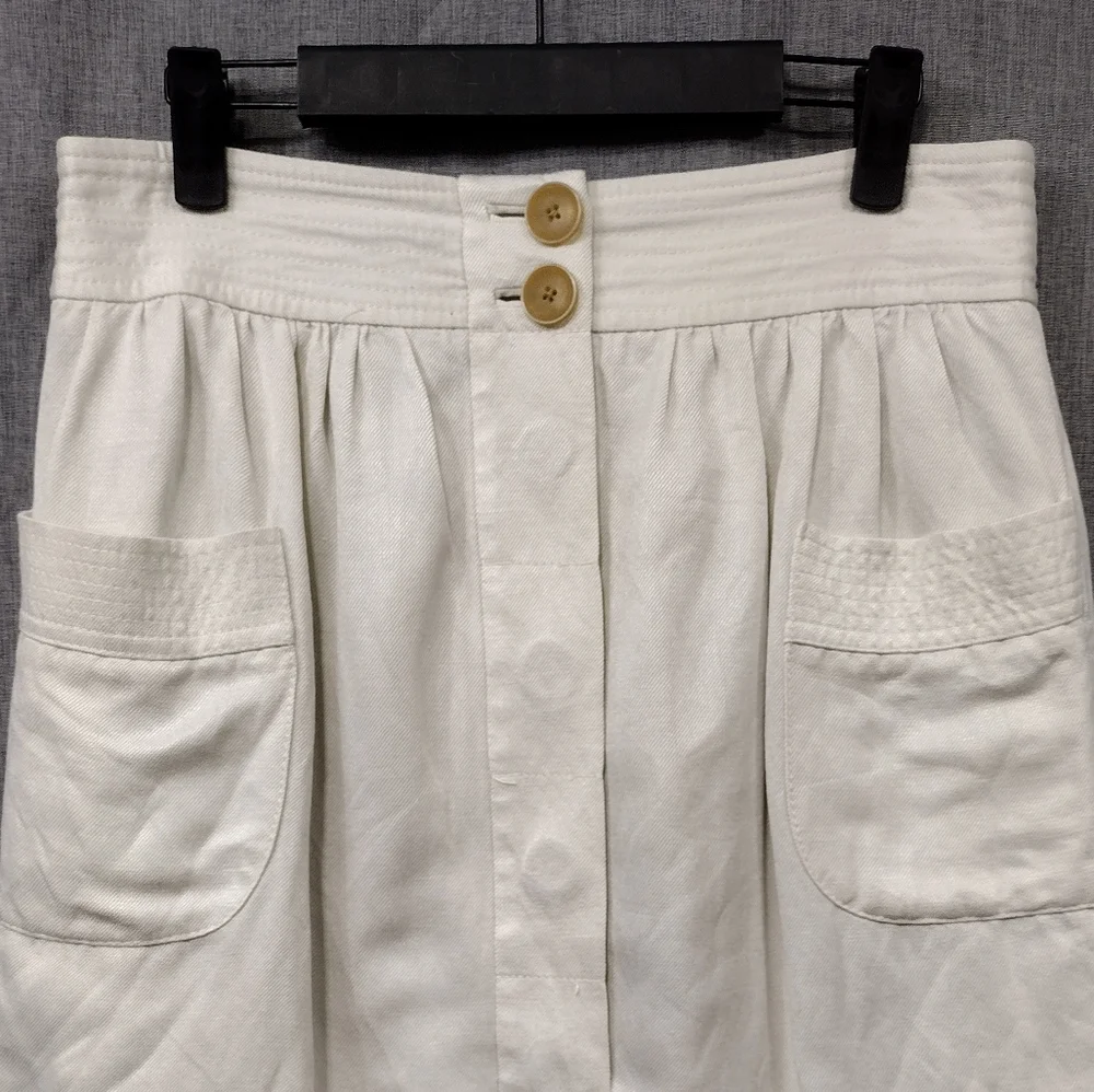 J.Crew Linen Blend Button Short Skirt Women's 6 White Preppy Academia Retro 90s - Picture 2 of 8